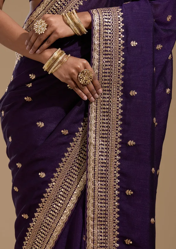 Purple_Cording_Soft_Raw_Silk_Saree