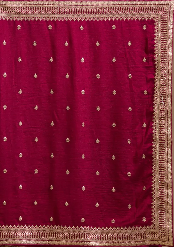 Magenta_Pink_Cording_Soft_Raw_Silk_Saree