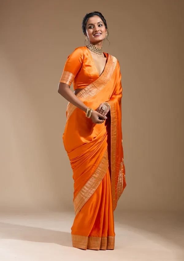 Orange_Cutdana_Silk_Saree