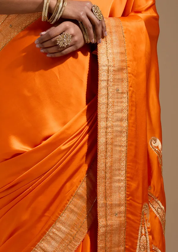 Orange_Cutdana_Silk_Saree