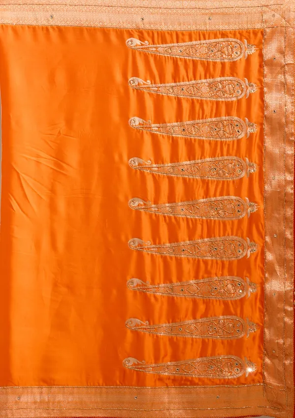 Orange_Cutdana_Silk_Saree