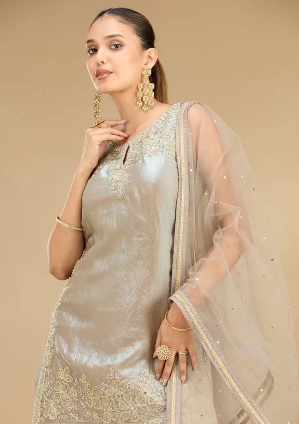 Light_Grey_Threadwork_Soft_Raw_Silk_Readymade_Salwar_Suit