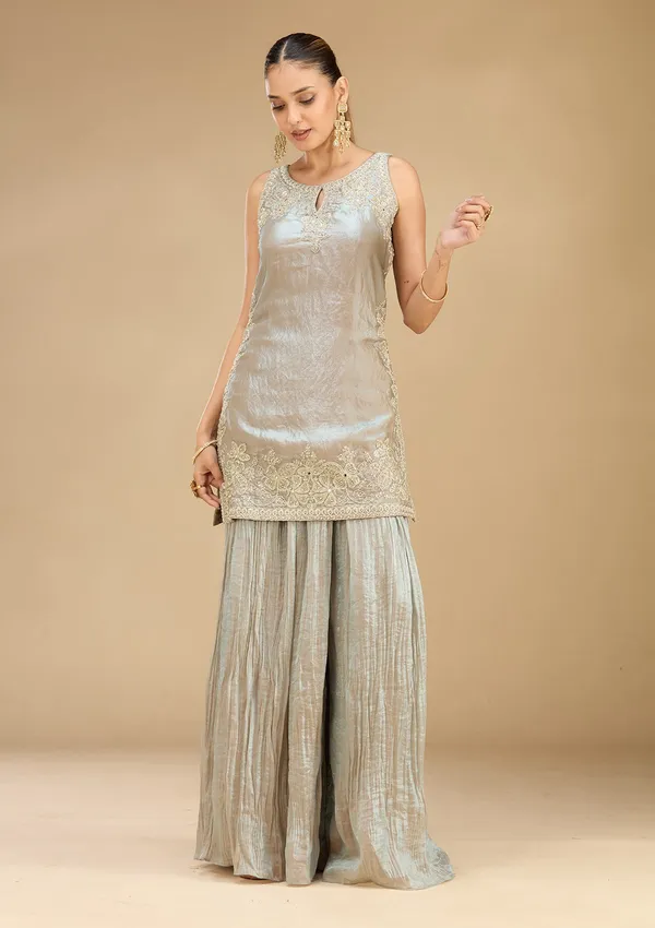 Light_Grey_Threadwork_Soft_Raw_Silk_Readymade_Salwar_Suit