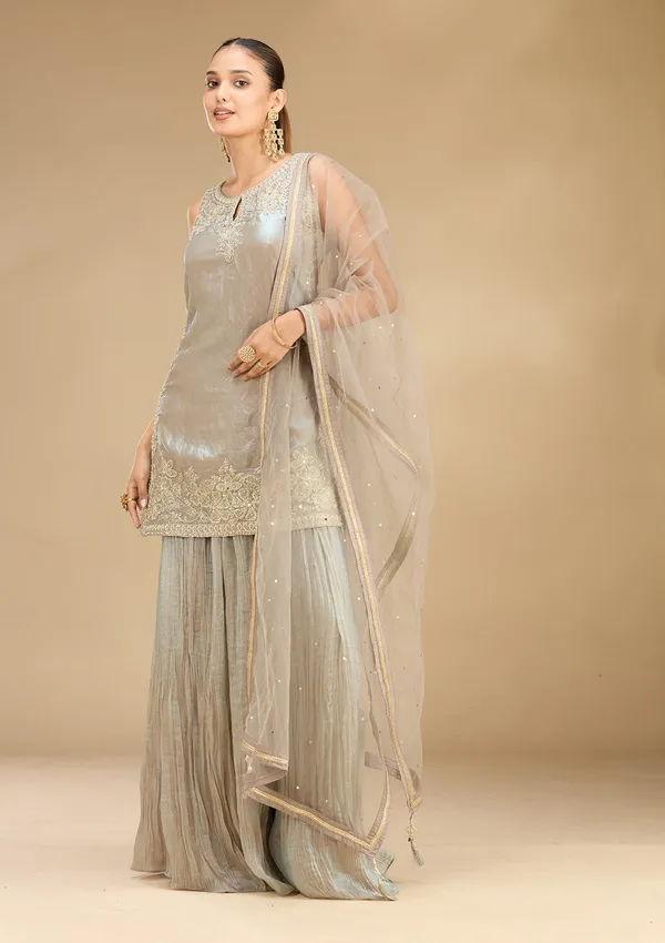 Light_Grey_Threadwork_Soft_Raw_Silk_Readymade_Salwar_Suit