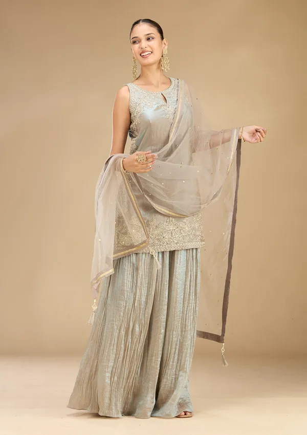 Light_Grey_Threadwork_Soft_Raw_Silk_Readymade_Salwar_Suit