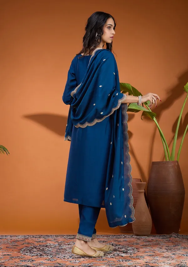 Peacock_Blue_Pearlwork_Georgette_Readymade_Salwar_Suit