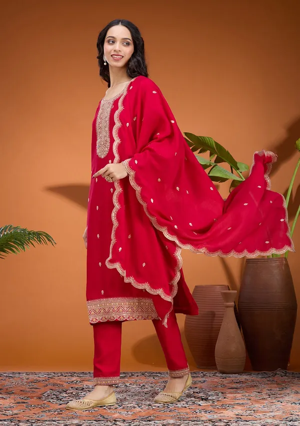 Rani_Pink_Zariwork_Gold_Soft_Raw_Silk_Readymade_Salwar_Suit
