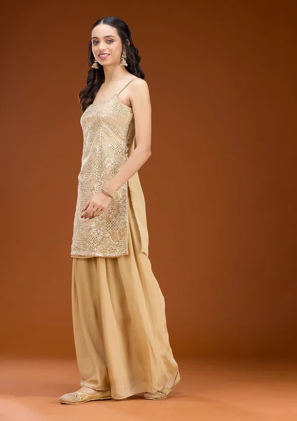 Beige_Cording_Tissue_Readymade_Salwar_Suit