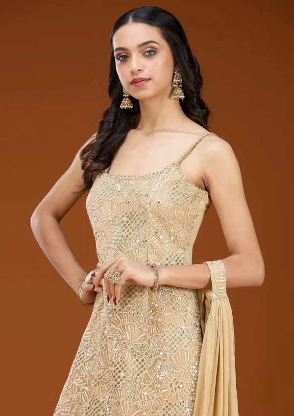 Beige_Cording_Tissue_Readymade_Salwar_Suit
