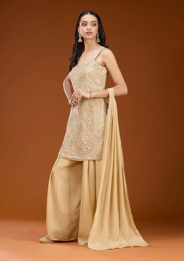 Beige_Cording_Tissue_Readymade_Salwar_Suit
