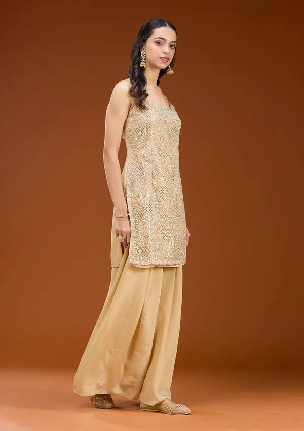 Beige_Cording_Tissue_Readymade_Salwar_Suit