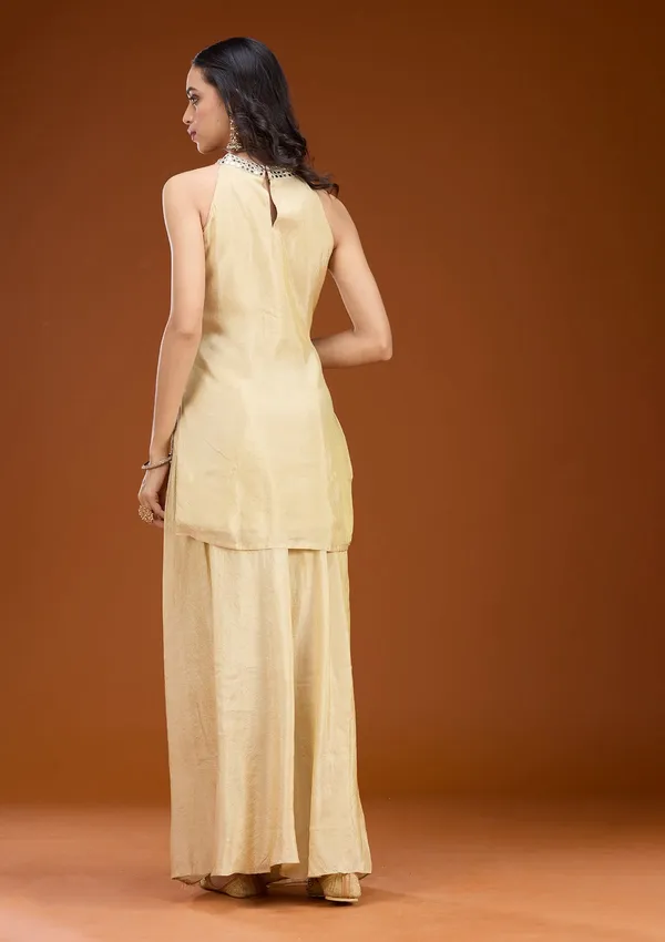 Beige_Zariwork_Gold_Satin_Readymade_Salwar_Suit