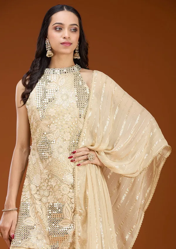 Beige_Zariwork_Gold_Satin_Readymade_Salwar_Suit