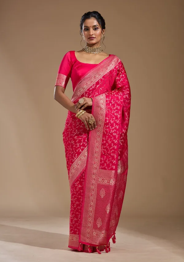 Rani_Pink_Zariwork_Gold_Satin_Silk_Saree