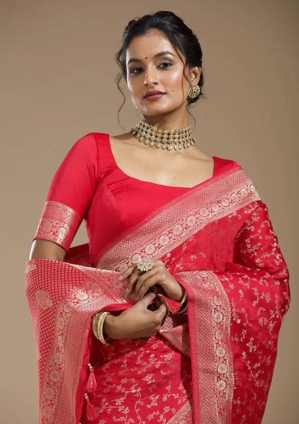 Rani_Pink_Zariwork_Gold_Satin_Silk_Saree