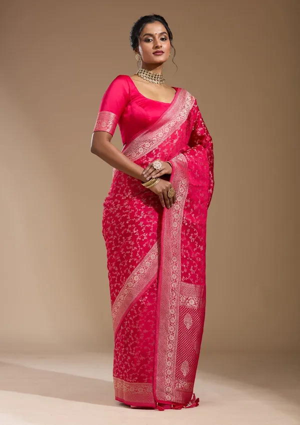 Rani_Pink_Zariwork_Gold_Satin_Silk_Saree