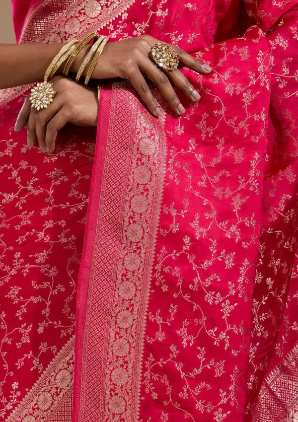 Rani_Pink_Zariwork_Gold_Satin_Silk_Saree