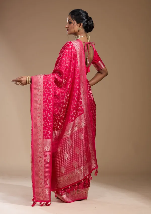 Rani_Pink_Zariwork_Gold_Satin_Silk_Saree