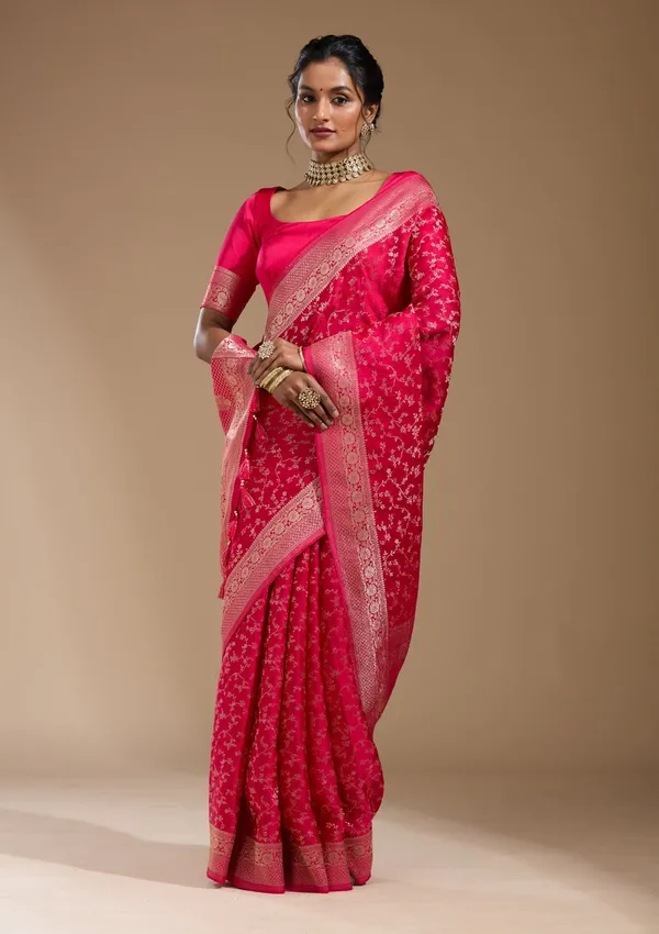 Rani_Pink_Zariwork_Gold_Satin_Silk_Saree