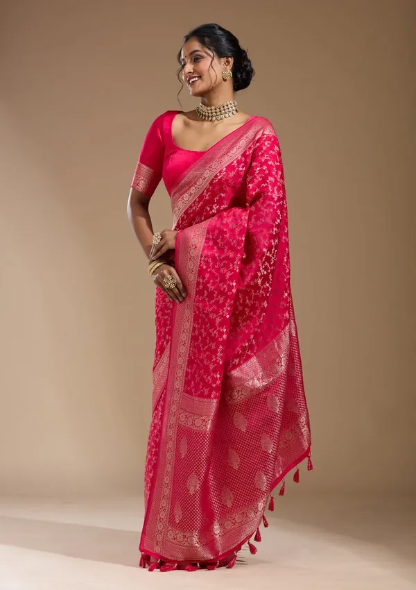 Rani_Pink_Zariwork_Gold_Satin_Silk_Saree