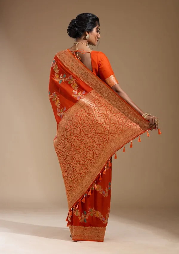 Orange_Zariwork_Gold_Georgette_Silk_Saree