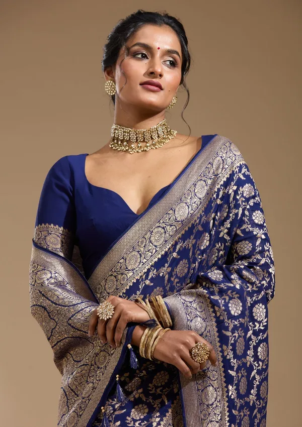 Blue_Zariwork_Gold_Georgette_Silk_Saree