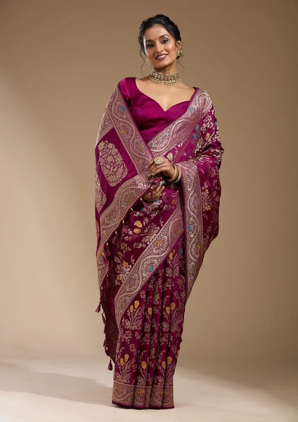 Wine_Zariwork_Gold_Satin_Silk_Saree