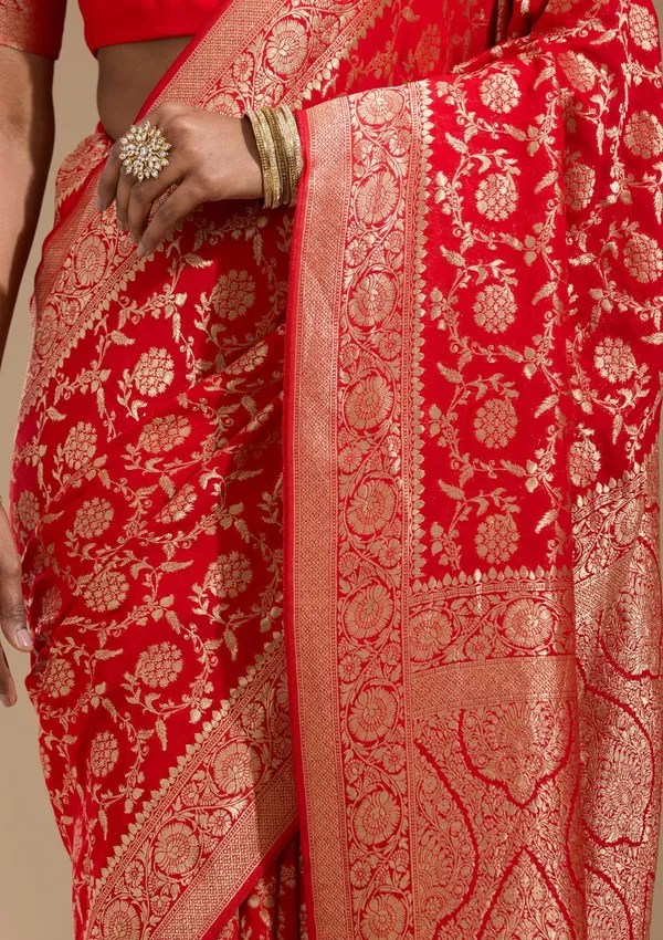 Red_Zariwork_Gold_Georgette_Silk_Saree