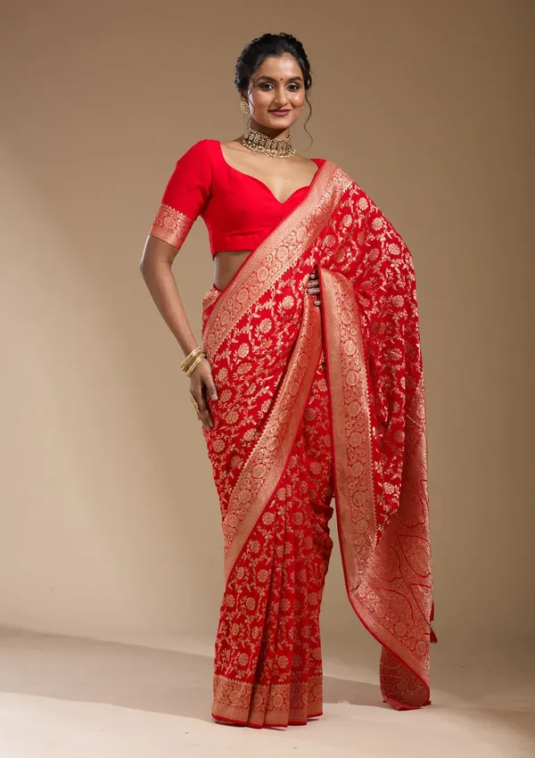 Red_Zariwork_Gold_Georgette_Silk_Saree