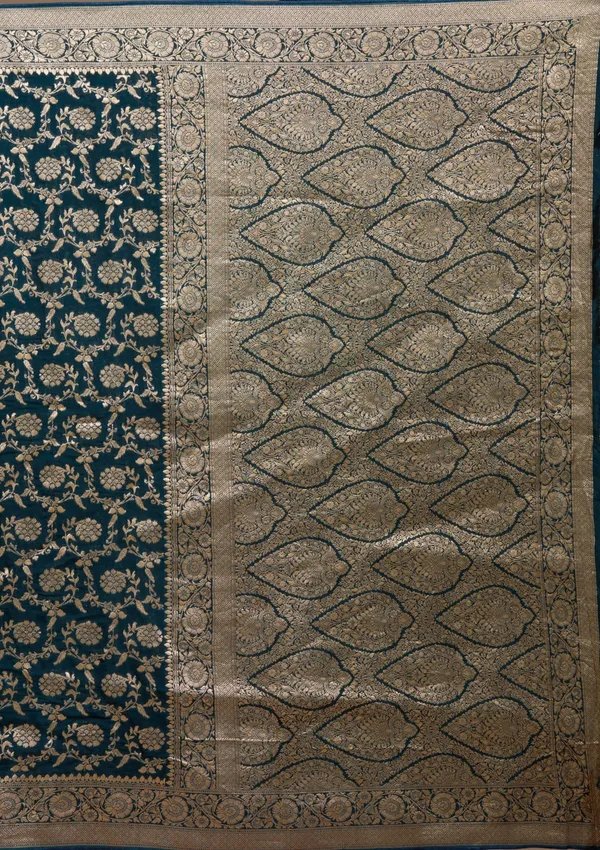 Peacock_Blue_Zariwork_Gold_Georgette_Silk_Saree