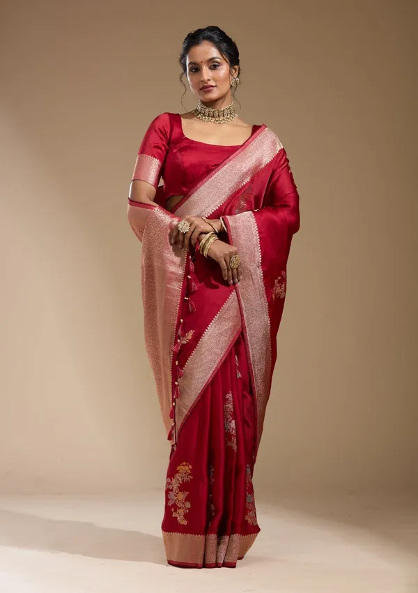 Maroon_Zariwork_Gold_Georgette_Silk_Saree