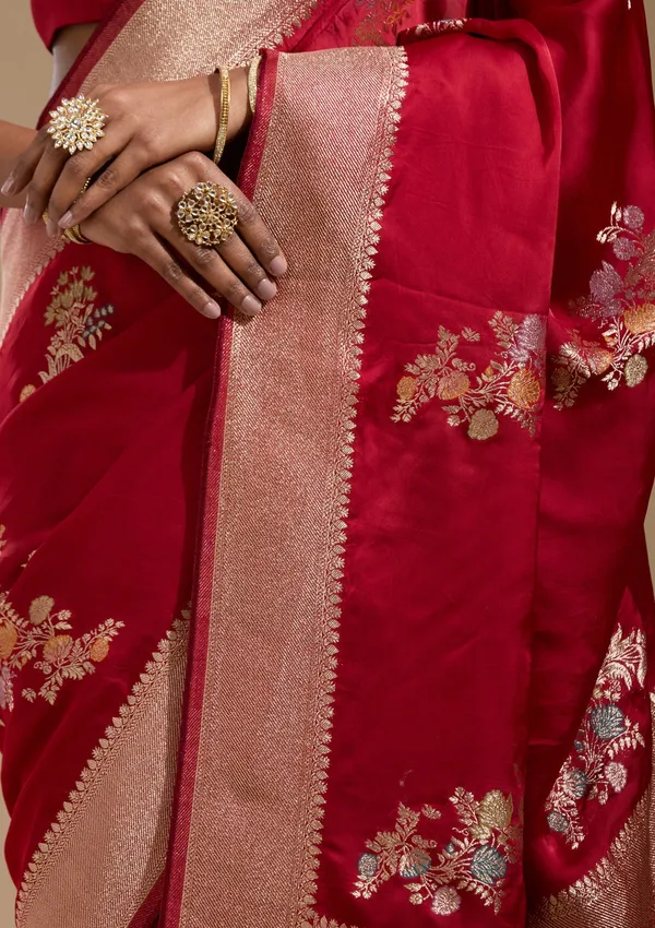 Maroon_Zariwork_Gold_Georgette_Silk_Saree