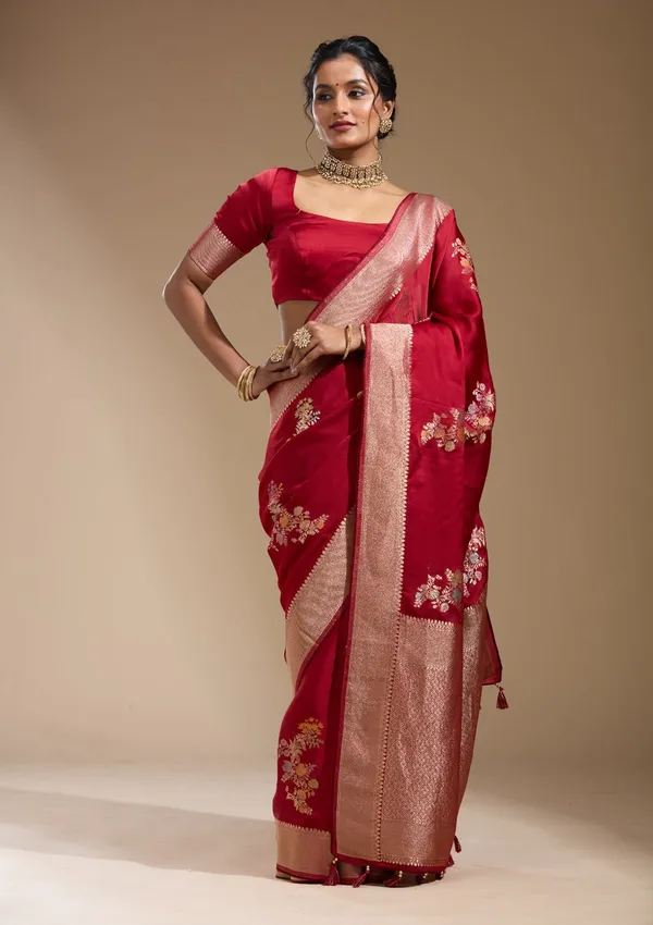 Maroon_Zariwork_Gold_Georgette_Silk_Saree