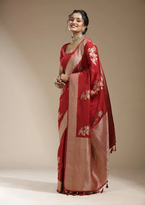 Maroon_Zariwork_Gold_Georgette_Silk_Saree