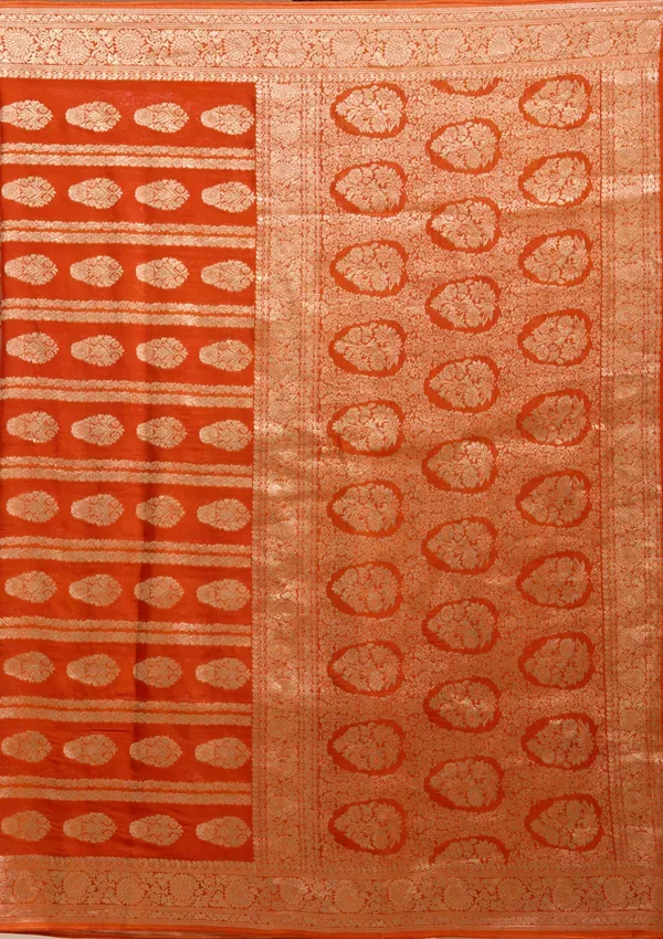 Orange_Zariwork_Gold_Georgette_Silk_Saree