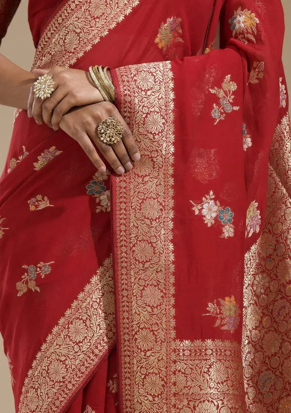 Maroon_Zariwork_Gold_Georgette_Silk_Saree