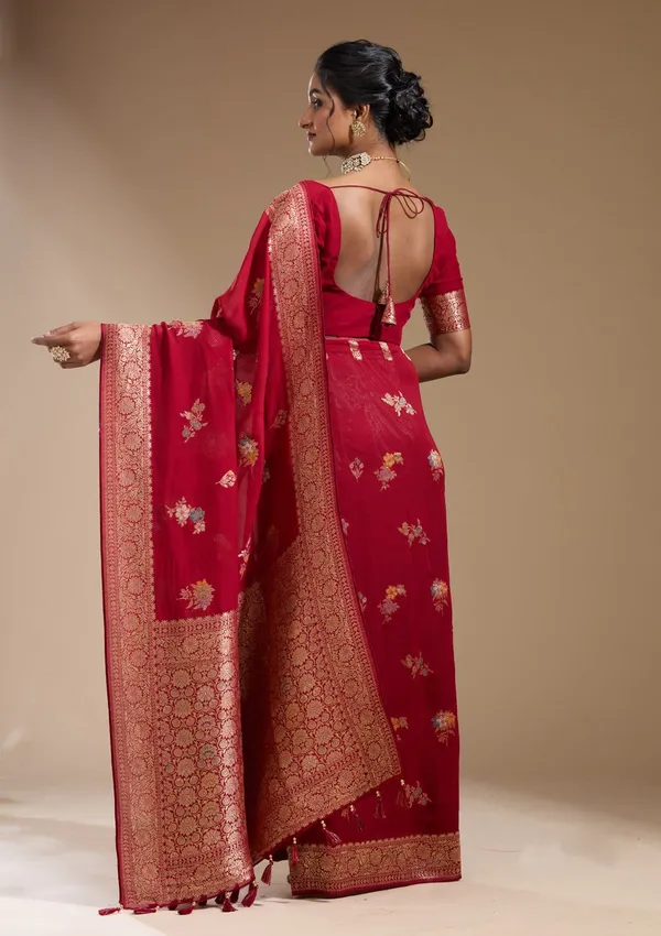 Maroon_Zariwork_Gold_Georgette_Silk_Saree
