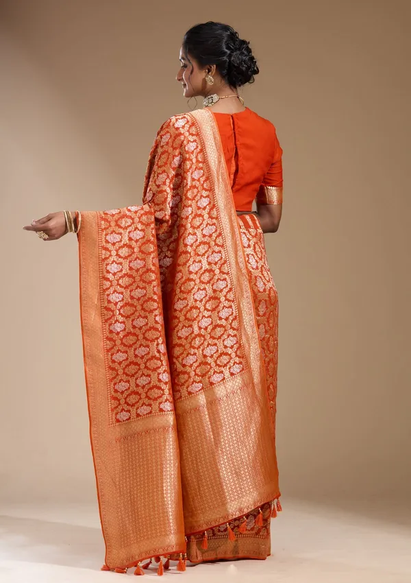 Orange_Zariwork_Gold_Georgette_Silk_Saree