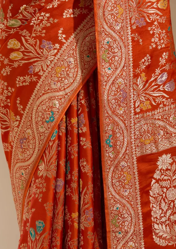 Orange_Zariwork_Gold_Satin_Silk_Saree