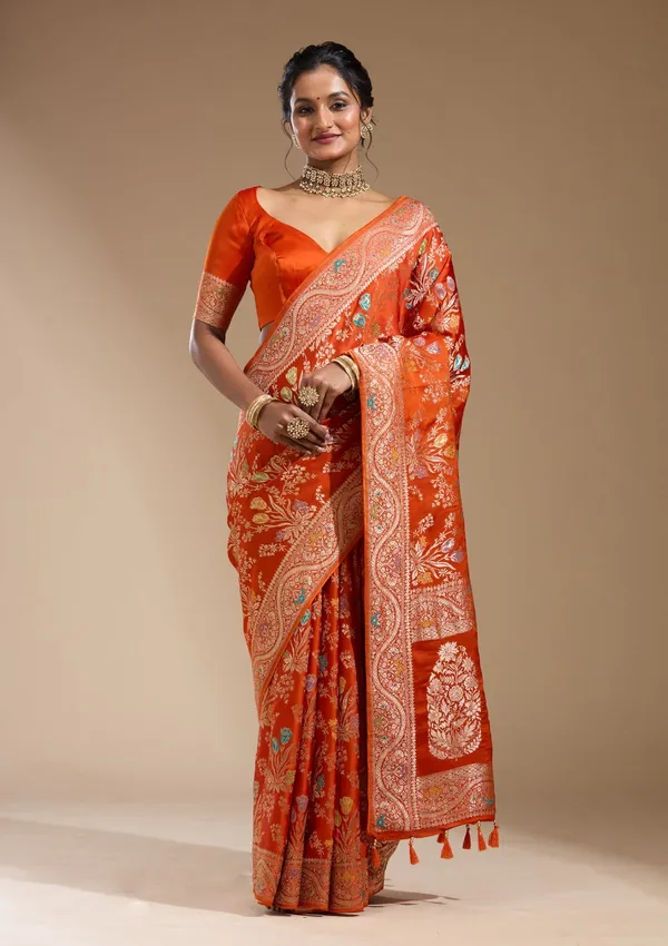 Orange_Zariwork_Gold_Satin_Silk_Saree