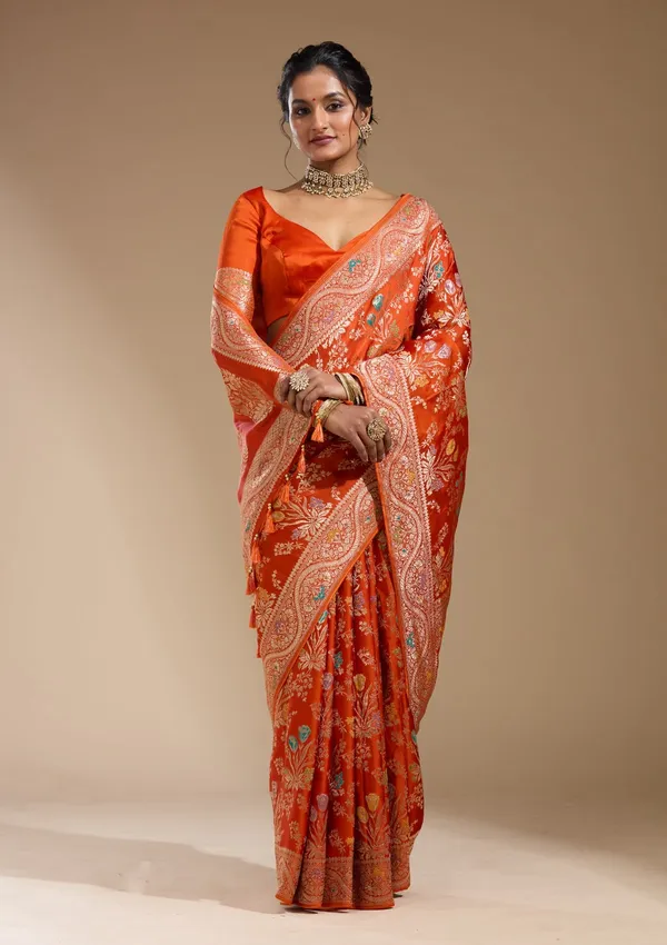 Orange_Zariwork_Gold_Satin_Silk_Saree