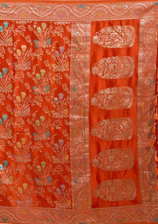 Orange_Zariwork_Gold_Satin_Silk_Saree