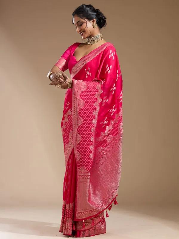 Rani_Pink_Zariwork_Gold_Satin_Silk_Saree