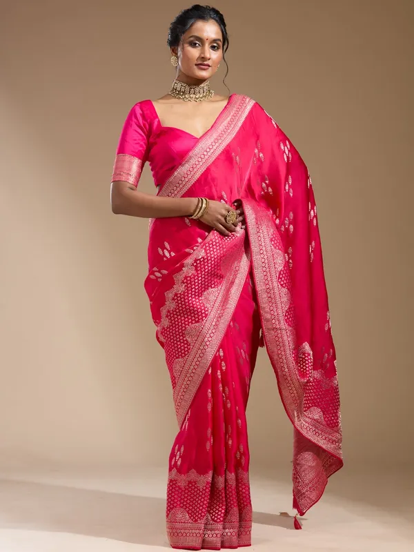Rani_Pink_Zariwork_Gold_Satin_Silk_Saree