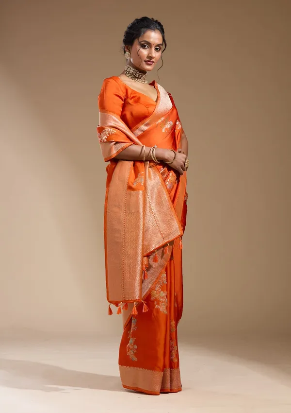Orange_Zariwork_Gold_Georgette_Silk_Saree