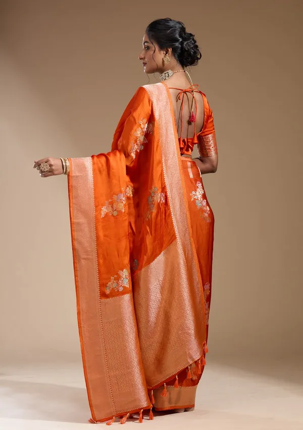 Orange_Zariwork_Gold_Georgette_Silk_Saree