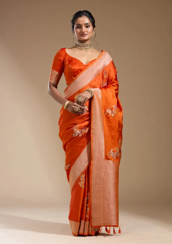 Orange_Zariwork_Gold_Georgette_Silk_Saree