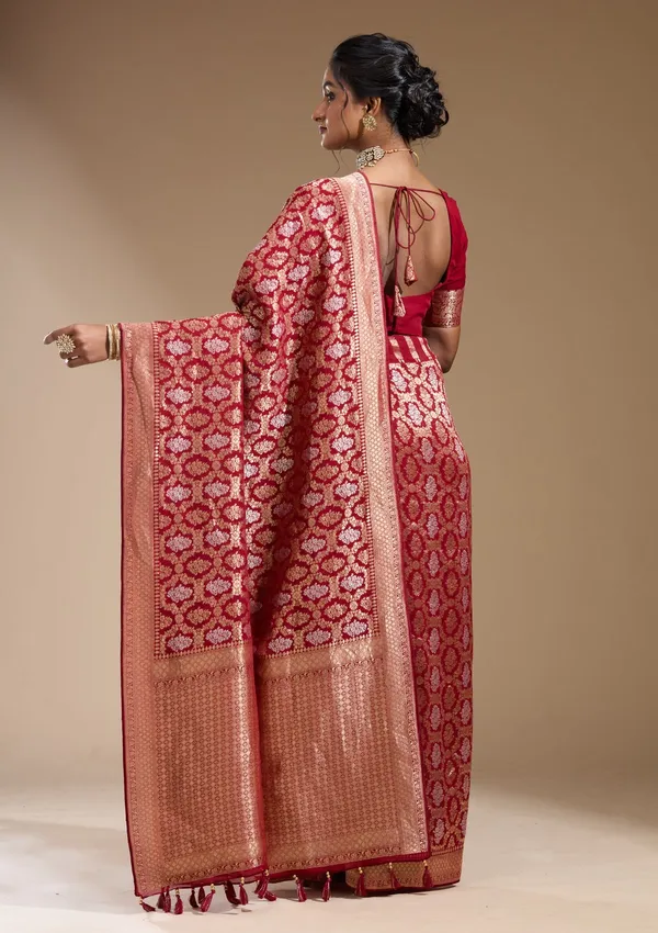 Maroon_Zariwork_Gold_Georgette_Silk_Saree