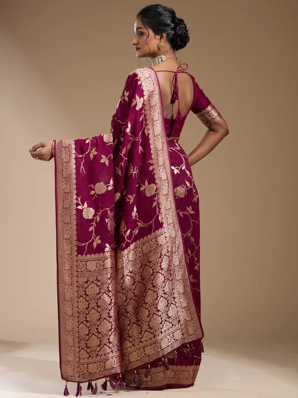 Wine_Zariwork_Gold_Satin_Silk_Saree