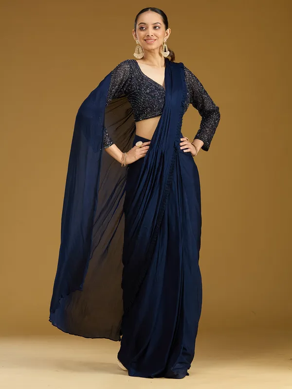 Navy_Blue_Cutdana_Satin_Readymade_Saree